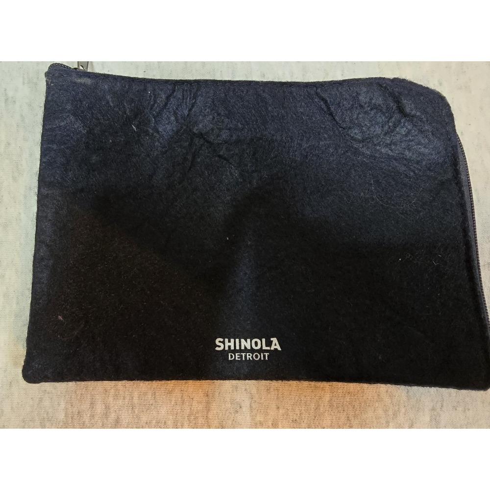 Shinola Detroit Felt Toiletry Bag Sky Blue Zip Navy American Airlines 7.5" x‎ 5"